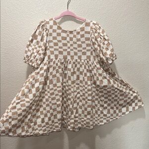 Rylee + Cru Brown and White Checkered Dress